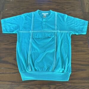 Vintage Lanvin Paris Henley Shirt RARE Kangaroo Pouch Pocket Medium